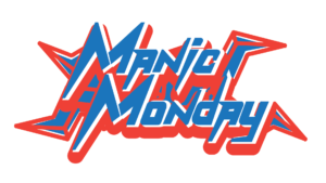 Graphic logo that reads "Manic Monday" in dynamic blue and red font.
